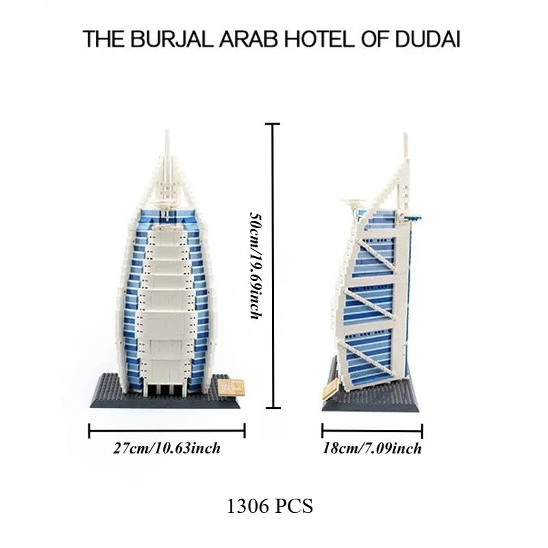 Burj Al Arab Dubai Bouwset – Architectuur Schaalmodel van Bouwblokken (1306 stuks)