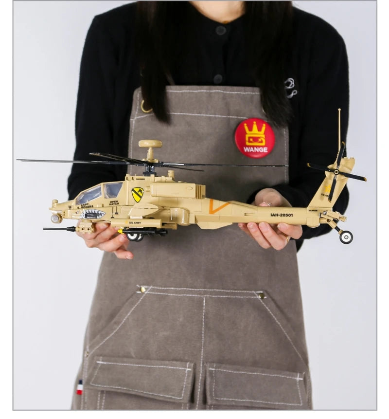 AH-64 Apache Helikopter Bouwset – Militair Schaalmodel van Bouwblokken (259 stuks)