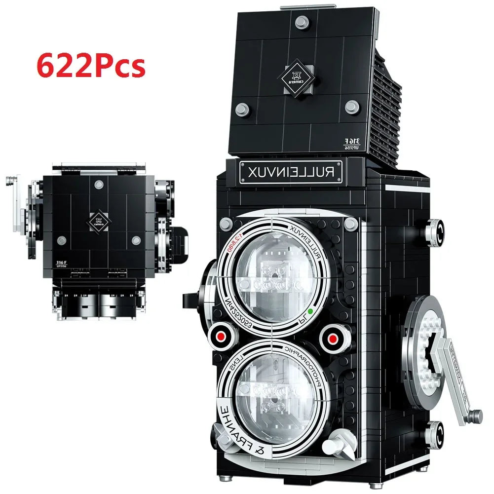 Vintage Fotocamera Bouwset – Retro Schaalmodel van Bouwblokken (622 stuks)