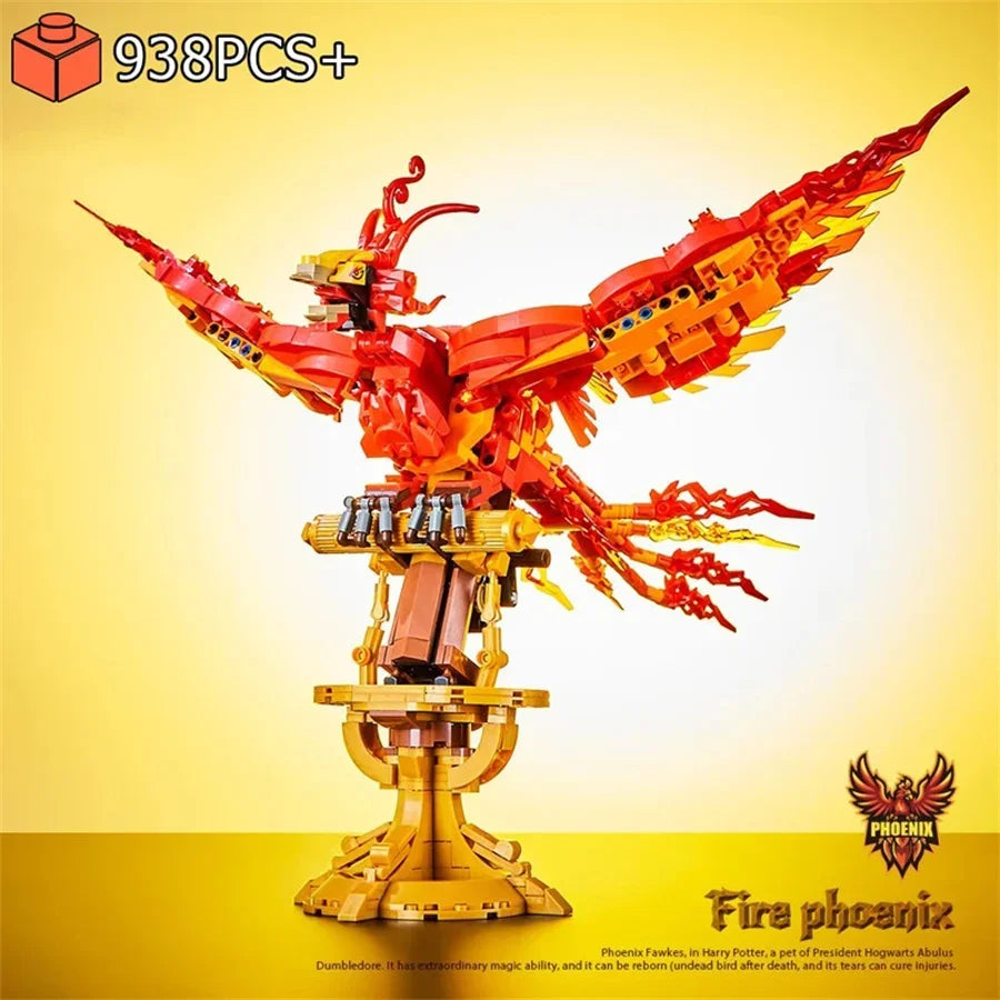 Vuurfeniks Bouwset – Poseerbaar Feniks Schaalmodel van Bouwblokken