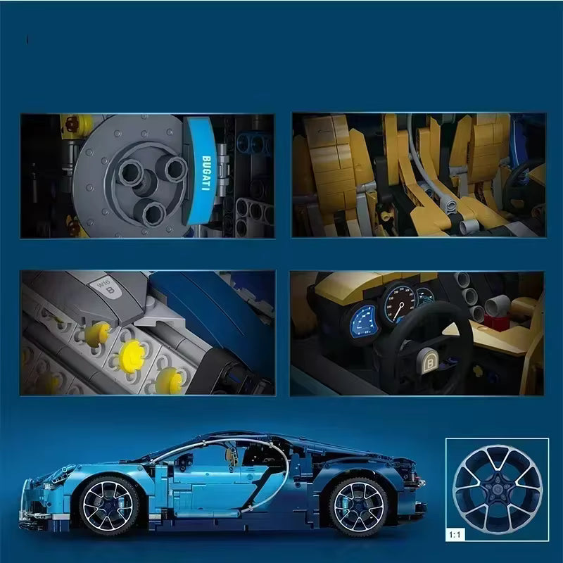 1:8 Schaal Hypercar Blauwe Supercar Bouwblokset