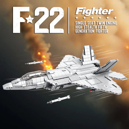 F-22 Raptor Straaljager Bouwset – Militair Schaalmodel van Bouwblokken