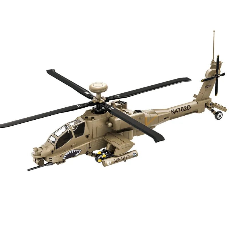 AH-64 Apache Helikopter Bouwset – Militair Schaalmodel van Bouwblokken (259 stuks)