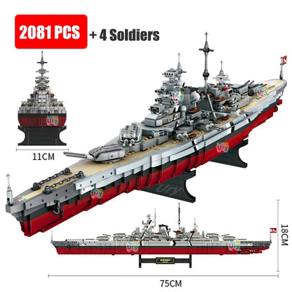 Bismarck Slagschip Bouwset – Militair Schaalmodel Oorlogsschip van Bouwblokken (2081 stuks)