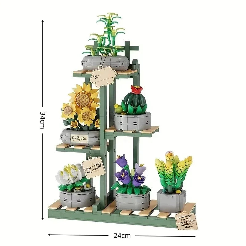 Bloemenboeket Bouwset – Kunstbloemen voor Decoratie van Bouwblokken