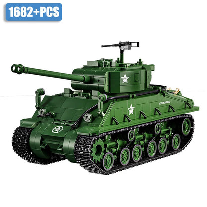 WO2 M4 Sherman Tank Bouwset – Militair Schaalmodel van Bouwblokken