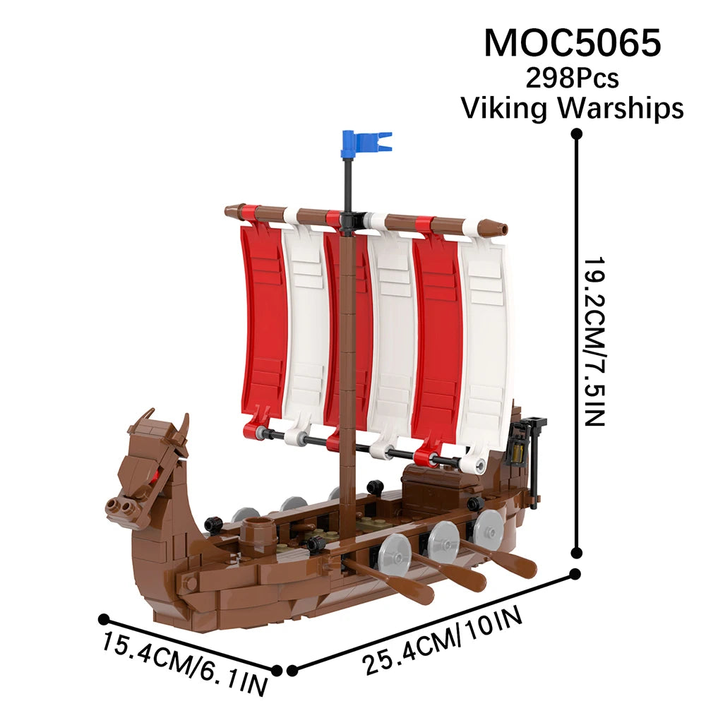 Vikingschip Bouwset – Middeleeuws Langschip Schaalmodel van Bouwblokken