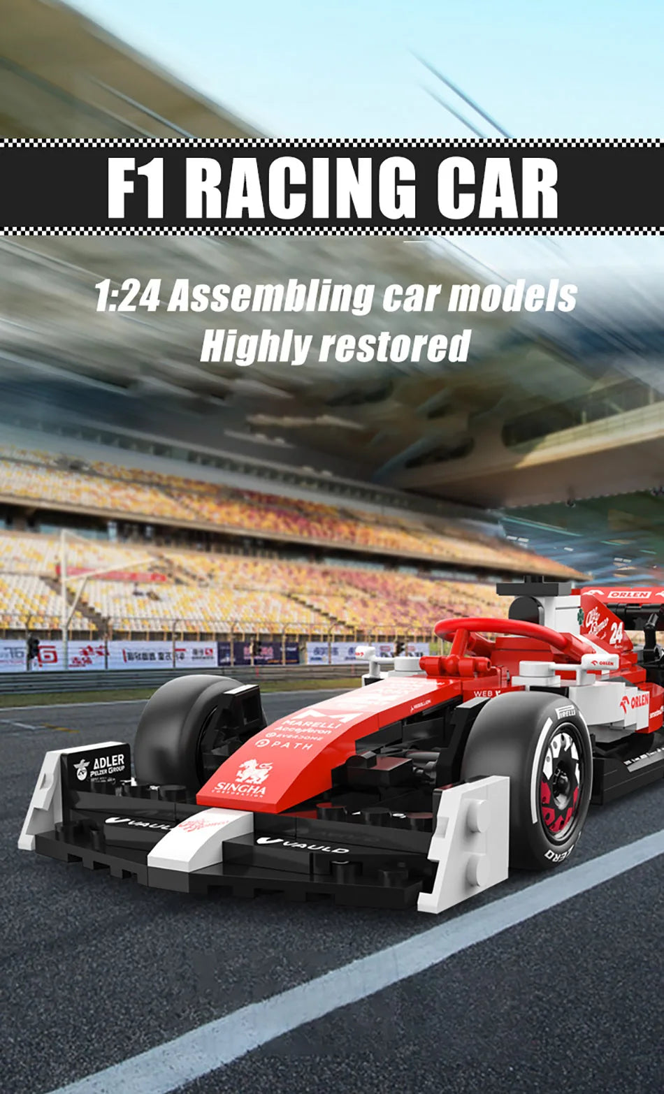 Alfa Romeo C42 F1 Racewagen Bouwset – Schaalmodel 1:24 van Bouwblokken