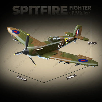 WO2 Spitfire Jachtvliegtuig Bouwset – Militair Schaalmodel van Bouwblokken