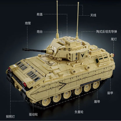 M2 Bradley Pantservoertuig Bouwset – Militair Schaalmodel van Bouwblokken