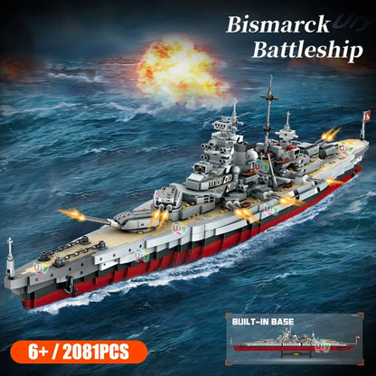 Bismarck Slagschip Bouwset – Militair Schaalmodel Oorlogsschip van Bouwblokken (2081 stuks)