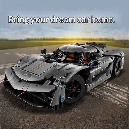 Koenigsegg Jesko Absolut Bouwset – Grijs Schaalmodel Hypercar van Bouwblokken