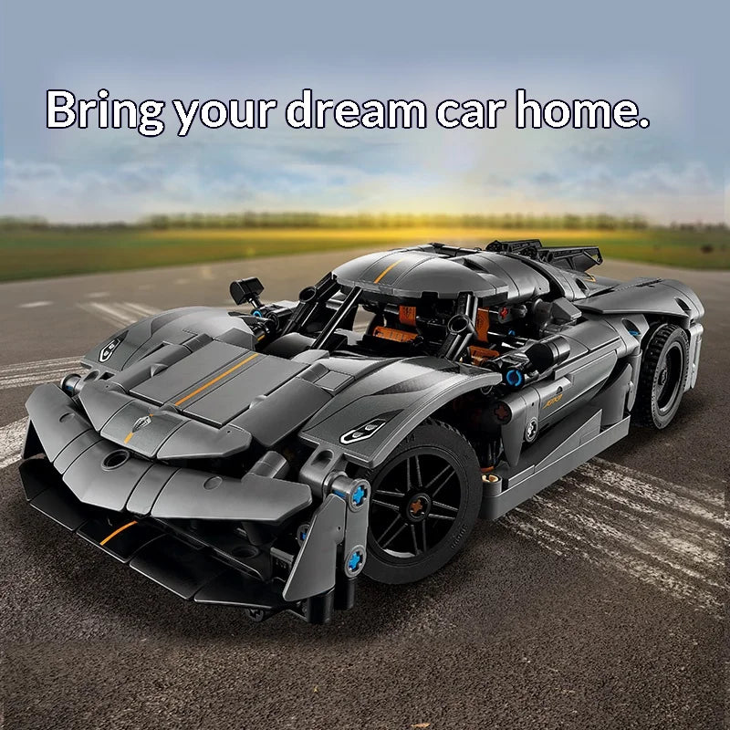 Koenigsegg Jesko Absolut Bouwset – Grijs Schaalmodel Hypercar van Bouwblokken