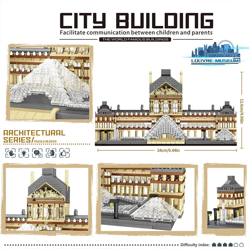 Louvre Parijs Bouwset – Architectuur Schaalmodel van Bouwblokken (3377 stuks)