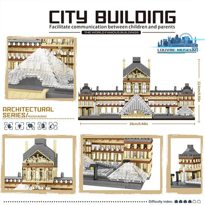 Louvre Parijs Bouwset – Architectuur Schaalmodel van Bouwblokken (3377 stuks)