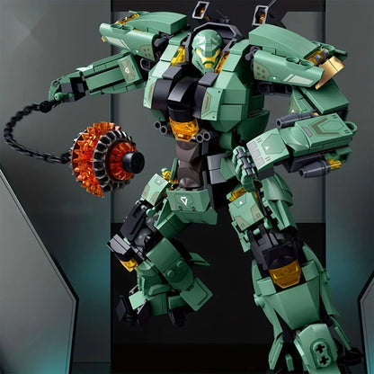 Groene Krijger Robot met Kettinghamer Bouwstenen Set 542 Stuks – Actie Robot Bouwpakket, Speelgoedcadeau voor Kinderen & Bouwliefhebbers