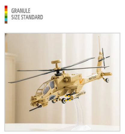 AH-64 Apache Helikopter Bouwset – Militair Schaalmodel van Bouwblokken (259 stuks)