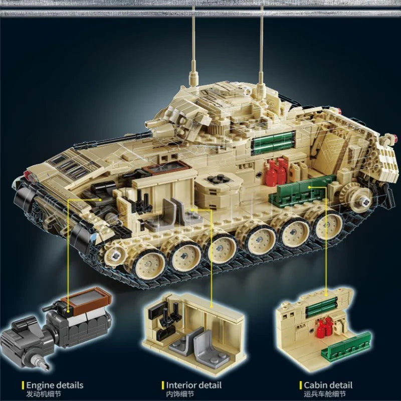 M2 Bradley Pantservoertuig Bouwset – Militair Schaalmodel van Bouwblokken