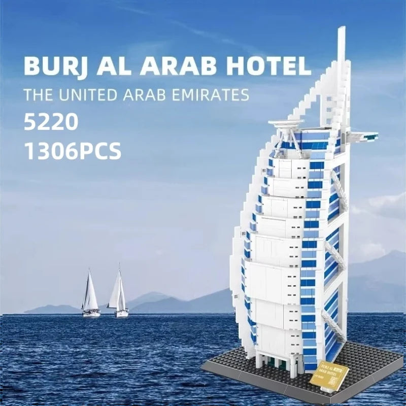 Burj Al Arab Dubai Bouwset – Architectuur Schaalmodel van Bouwblokken (1306 stuks)