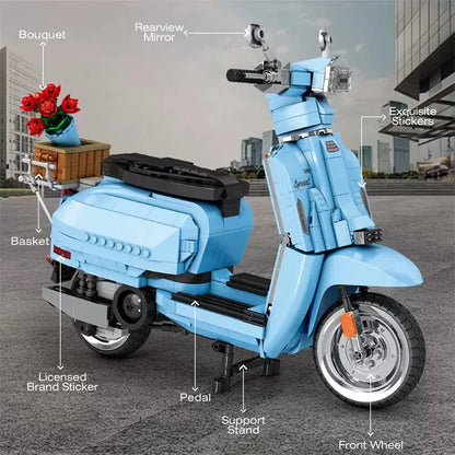 Lambretta V200 Scooter Bouwset – Retro Schaalmodel van Bouwblokken