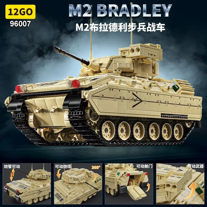 M2 Bradley Pantservoertuig Bouwset – Militair Schaalmodel van Bouwblokken