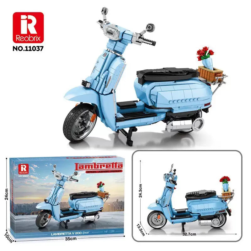 Lambretta V200 Scooter Bouwset – Retro Schaalmodel van Bouwblokken