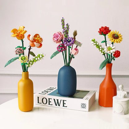 Roos Bouwset – Kunstbloem in Pot van Bouwblokken