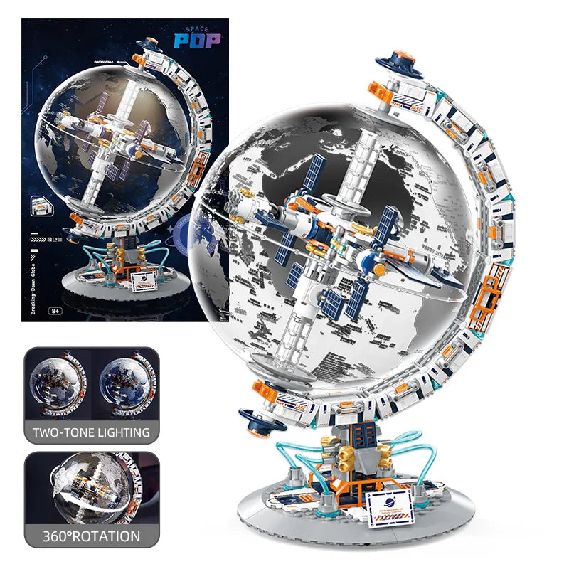 Creatieve Ruimtestation Transparante Globe Bouwstenen Set