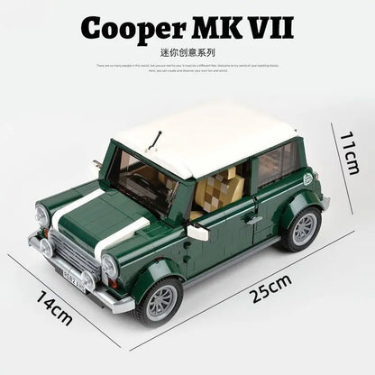 Klassieke Mini Cooper Bouwset – Groen Schaalmodel Auto van Bouwblokken