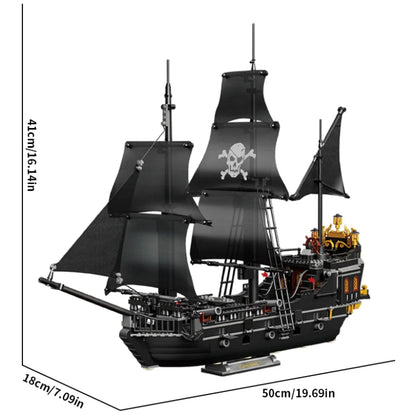 Spookpiratenschip Bouwset – Zwart Skelet Schip Schaalmodel van Bouwblokken (1424 stuks)