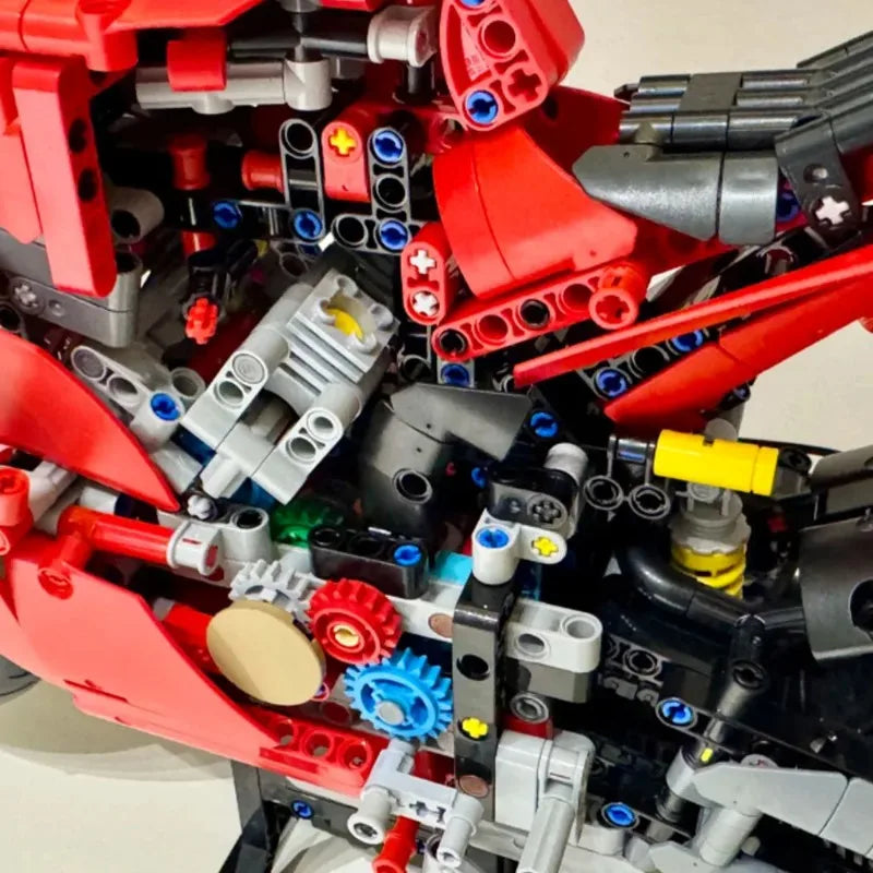 Ducati Panigale V4 R Motor Bouwset – Rood Schaalmodel 1:5 van Bouwblokken (1603 stuks)
