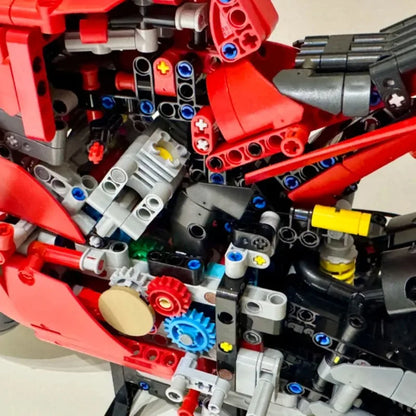 Ducati Panigale V4 R Motor Bouwset – Rood Schaalmodel 1:5 van Bouwblokken (1603 stuks)