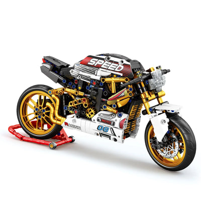 Retro Café Racer Motor Bouwset – Schaalmodel Motorfiets van Bouwblokken (795 stuks)
