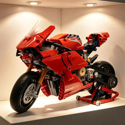 Ducati Panigale V4 R Motor Bouwset – Rood Schaalmodel 1:5 van Bouwblokken (1603 stuks)