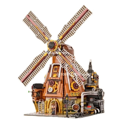 Steampunk Windmolen Bouwset – Model met Bewegende Onderdelen van Bouwblokken