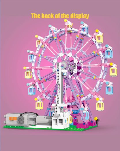 Reuzenrad Bouwset met LED-Verlichting – Draaiend Pretpark Schaalmodel van Bouwblokken