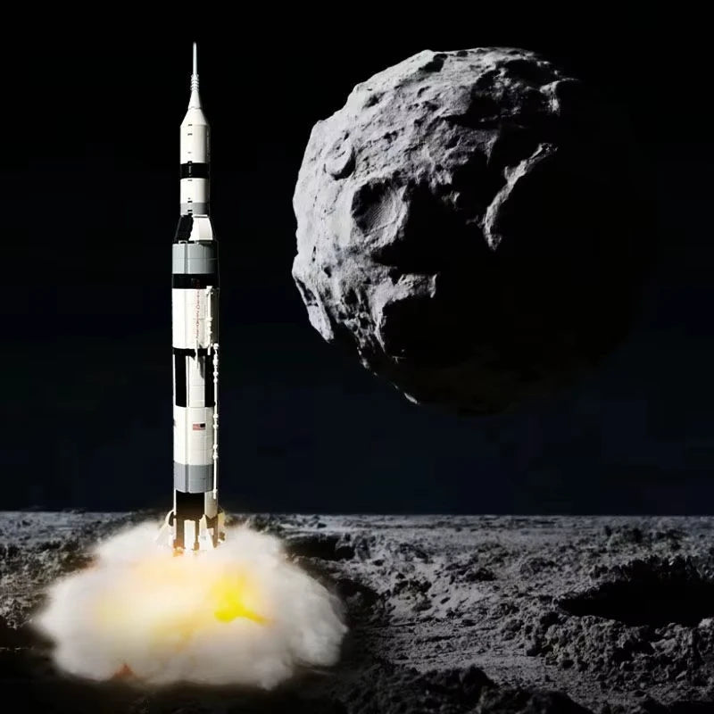Apollo Saturn V Raket Bouwset – Ruimtevaart Schaalmodel van Bouwblokken (602 stuks, 59 cm)
