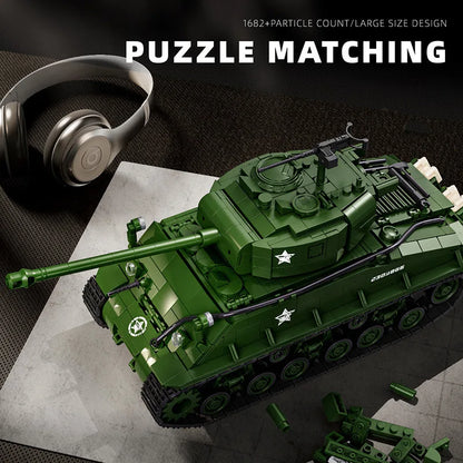 WO2 M4 Sherman Tank Bouwset – Militair Schaalmodel van Bouwblokken