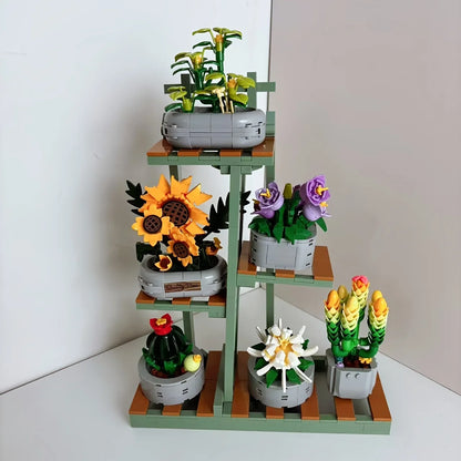 Bloemenboeket Bouwset – Kunstbloemen voor Decoratie van Bouwblokken