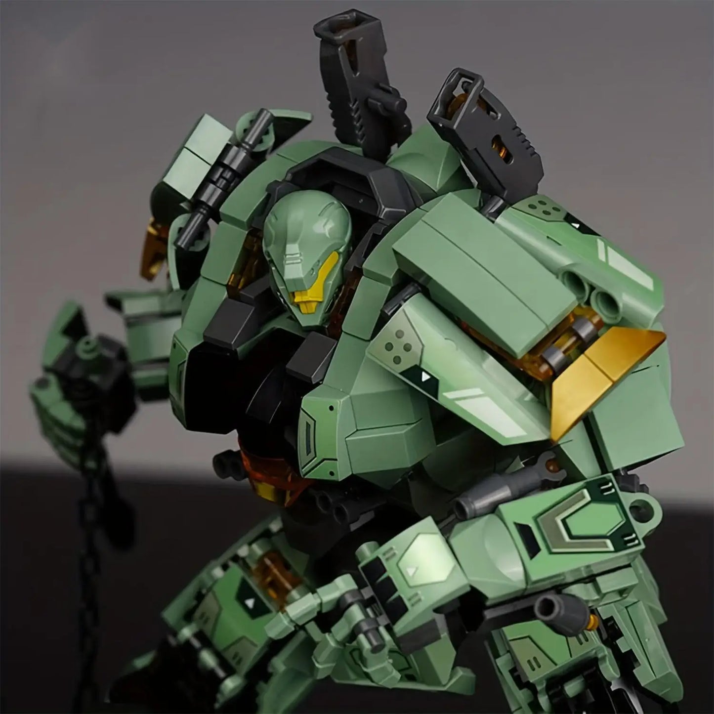 Groene Krijger Robot met Kettinghamer Bouwstenen Set 542 Stuks – Actie Robot Bouwpakket, Speelgoedcadeau voor Kinderen & Bouwliefhebbers