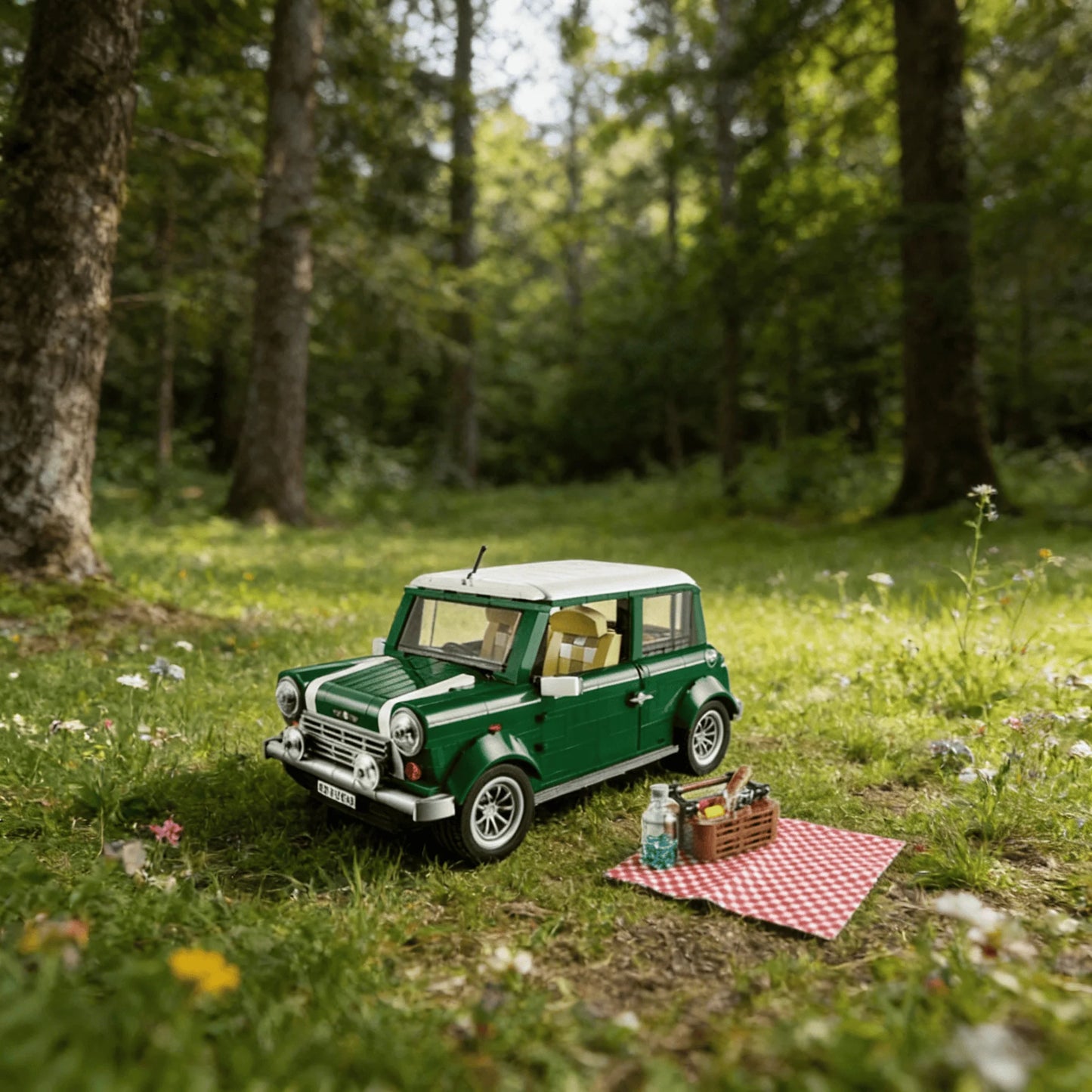 Klassieke Mini Cooper Bouwset – Groen Schaalmodel Auto van Bouwblokken
