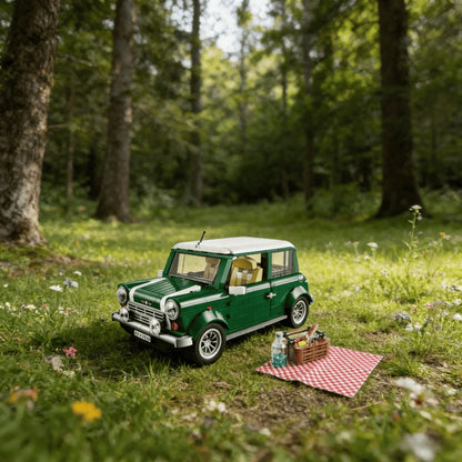 Klassieke Mini Cooper Bouwset – Groen Schaalmodel Auto van Bouwblokken