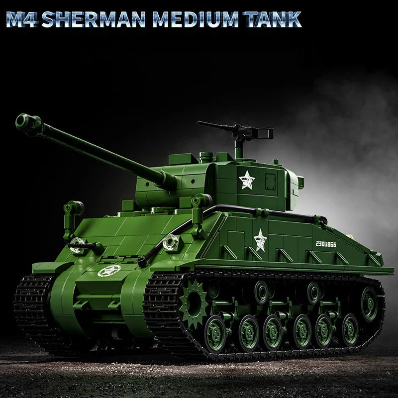 WO2 M4 Sherman Tank Bouwset – Militair Schaalmodel van Bouwblokken